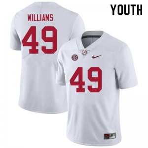 NCAA Youth Alabama Crimson Tide #49 Kaine Williams Stitched College 2021 Nike Authentic White Football Jersey JA17T02WY